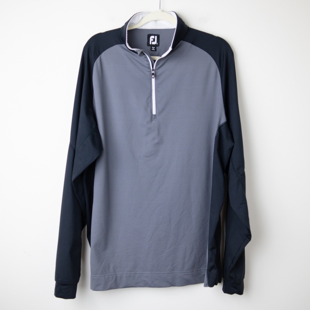 FootJoy Men's 1/4 Zip Golf Pullover Mens XL Gray Black Performance Midlayer